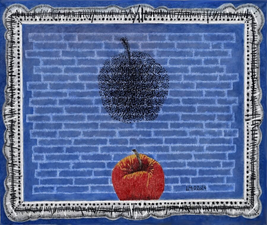 Abstract Composition - Oil and Charcoal on Canvas by Luis Mandiola (00086)